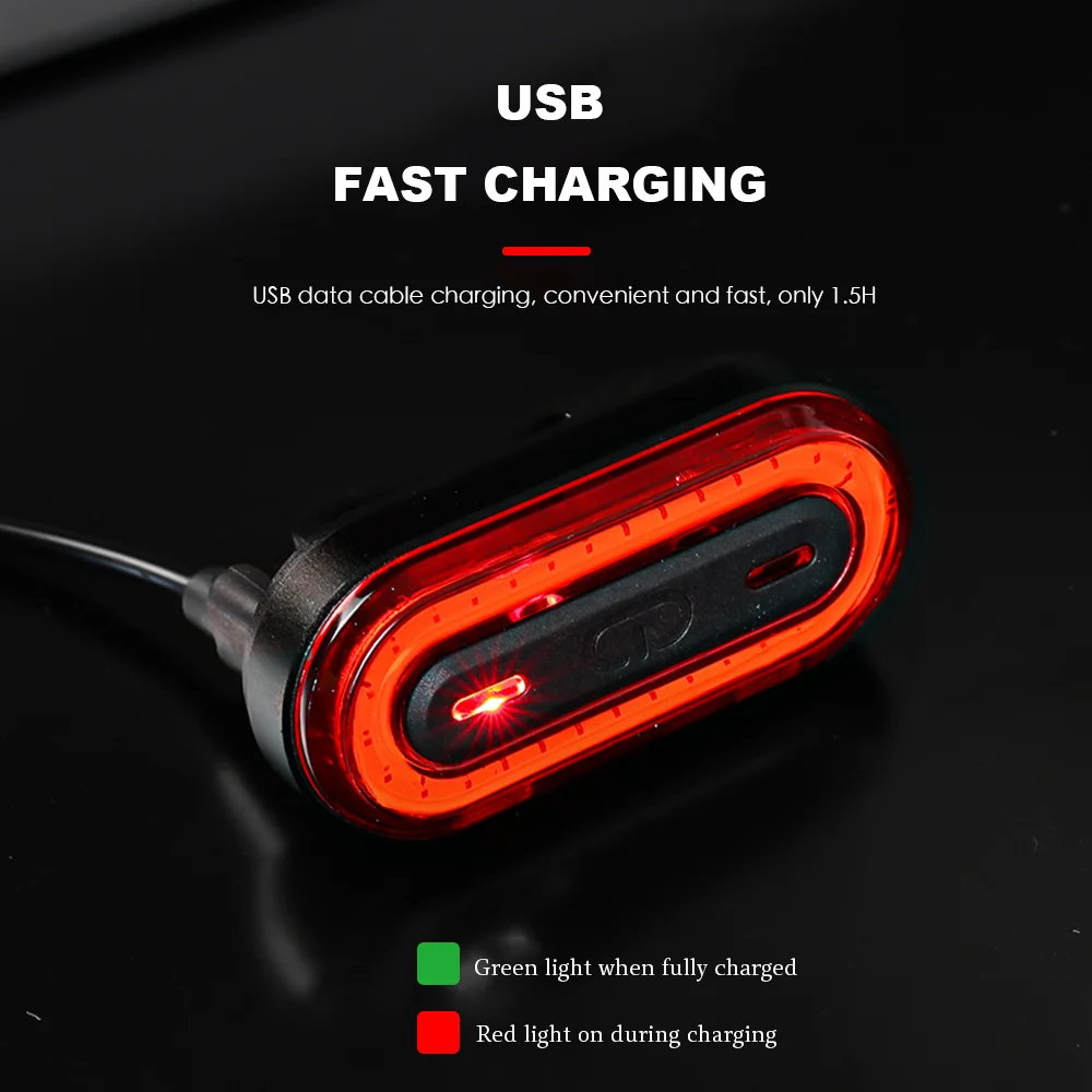 Cycle Tail Light Bike Rear Lamp USB Charge Warning Safety Lantern Oval-shaped 30 LED chips COB Up to 18hrs Runtime