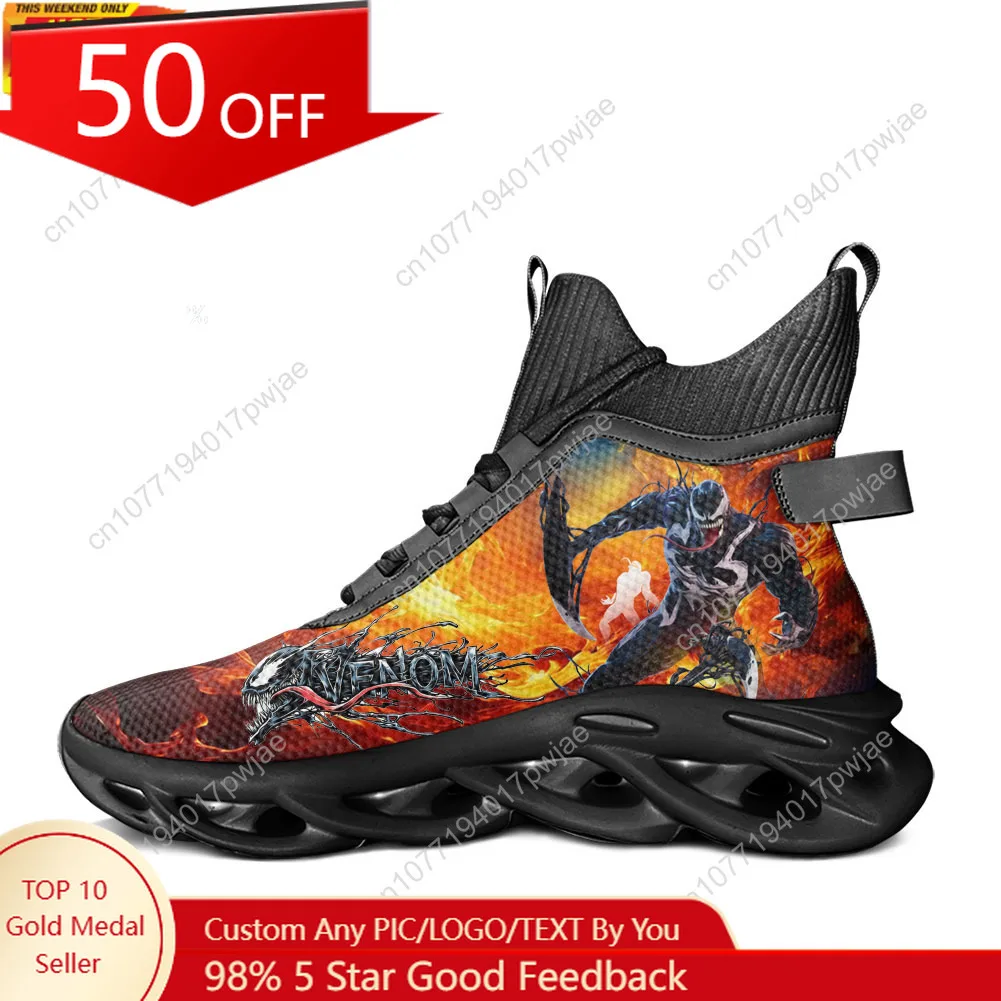

Кроссовки Marvel Venom High Top Flats для мужчин и женщин, спортивная обувь на заказ, повседневные кроссовки для бега