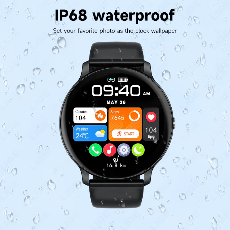 ساعة LIGE الذكية لمراقبة معدل ضربات القلب، شحن مغناطيسي، مكالمات لاسلكية، تحكم بالموسيقى، وضع رياضي، ساعات ذكية للرجال والنساء #3