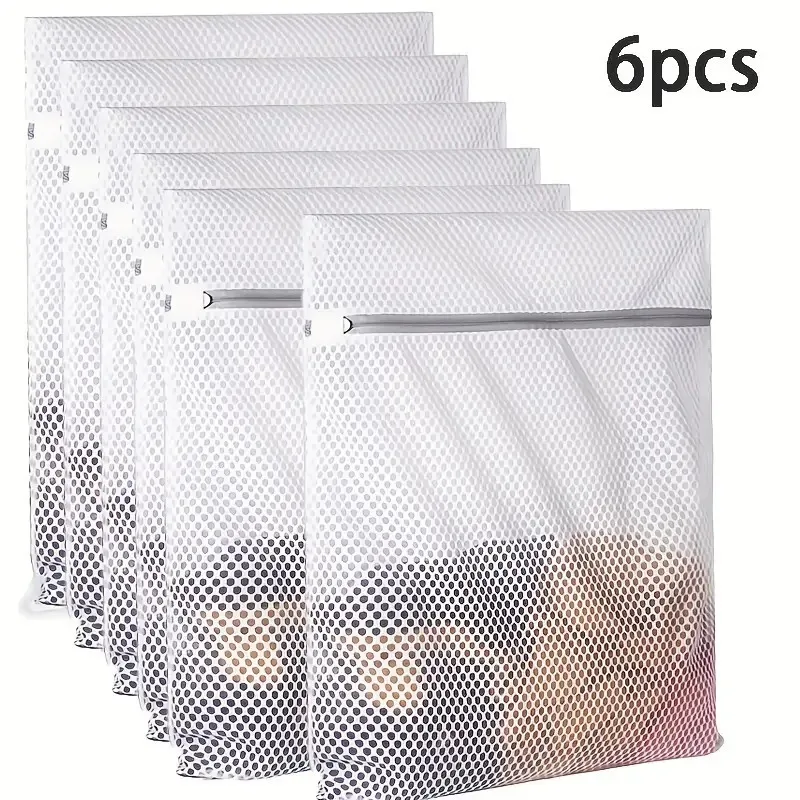 3/6 PCS Honeycomb Mesh Laundry Bags | Machine Washable Reusable Anti Entanglement Storage Bag with Zipper Closure, 12x16 Inches view 2