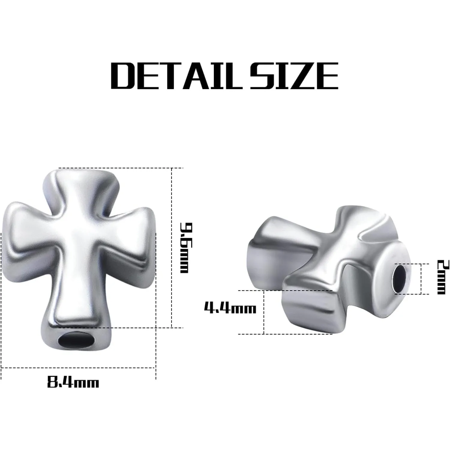 50pcs Antique argent croix entretoise perles tibétaine alliage Crucifix croix charme perles pour la fabrication de bracelets de bijoux à bricoler soi-même, 9.6mm × 8.4mm