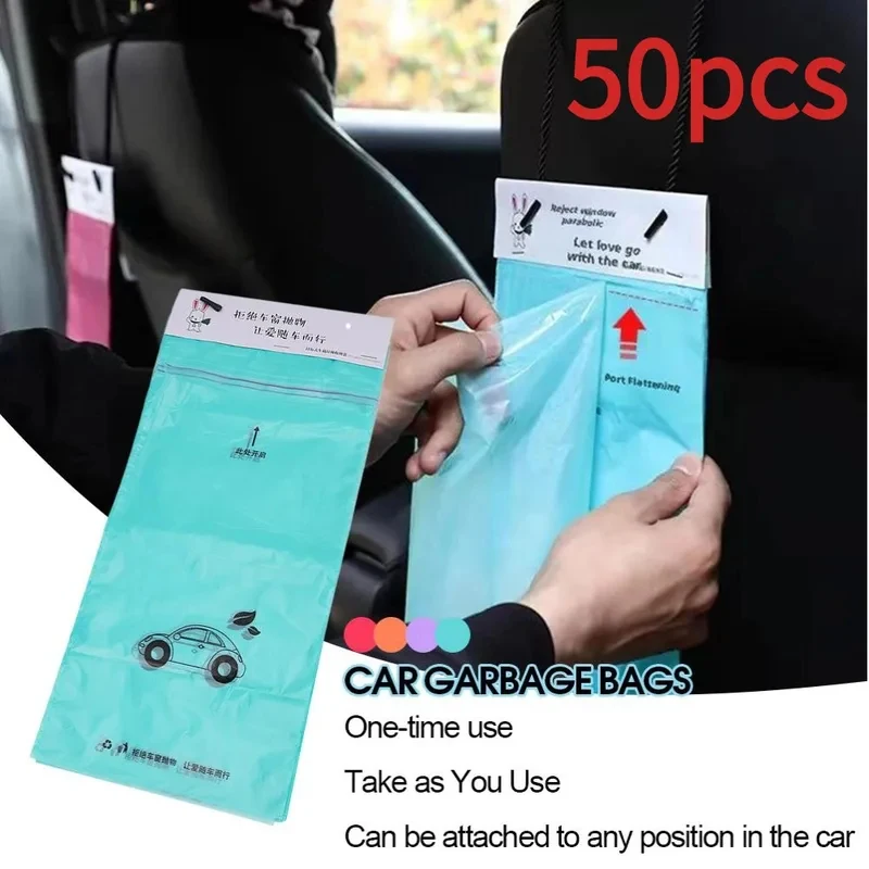 50-150pcs Car Disposable Garbage Bag Paste & Hanging Type Portable Universal Car Interior Trash Can Household  Garbage Bag