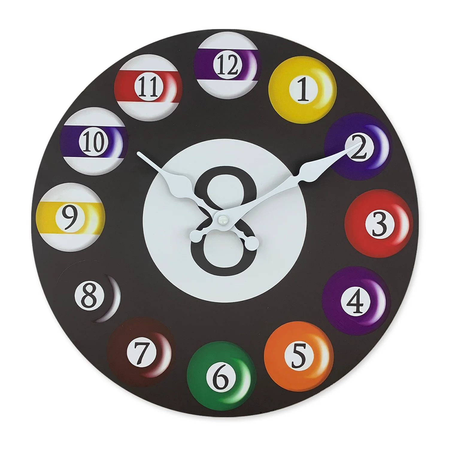 Moderne bunte Billard-Muster-Holz-Wanduhr für Wohnzimmer, Schlafzimmer, Küche, Heimdekoration, Stille Quarzuhr, Weihnachtsgeschenk, 25,4 cm, 30,5 cm, 40,6 cm (ohne Batterien)