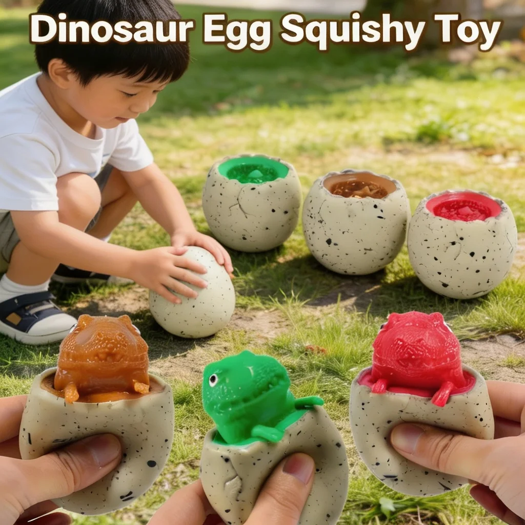 Novelty Squishy Pop Up Dinosaur Egg Squeeze Toy Slow Rising Anti-Anxiety Stress Relief Fidget Sensory Toy for Kids Adults Party
