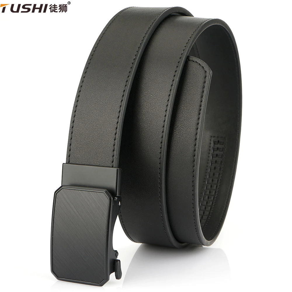 TUSHI Leather Tactical Belt for Men with Luxury Automatic Buckle High Quality IPSC Girdle Black Designer Belt