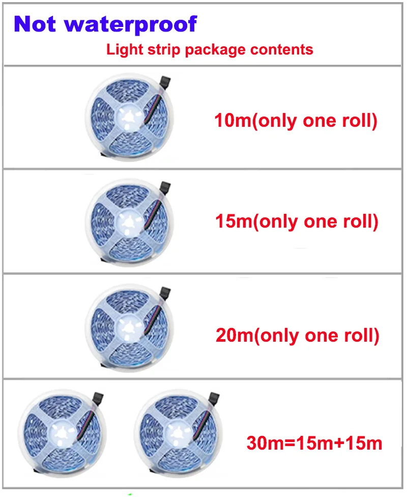 Tira de Luces Led RGB con Bluetooth para decoración de habitación, cinta luminosa Flexible con sincronización de música, Color neón, 100 pies