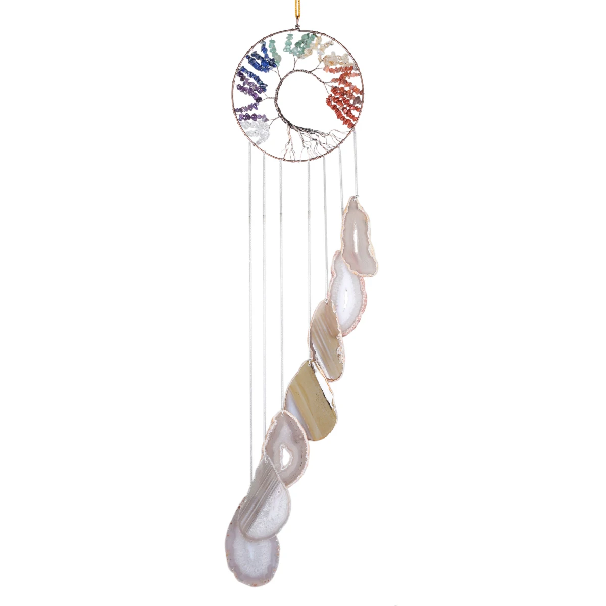 Imagem -04 - Chakra Life Tree Wind Chimes Fatias de Ágata Cura Reiki Ornamentos Pendurados para Janela Decoração de Casa 7