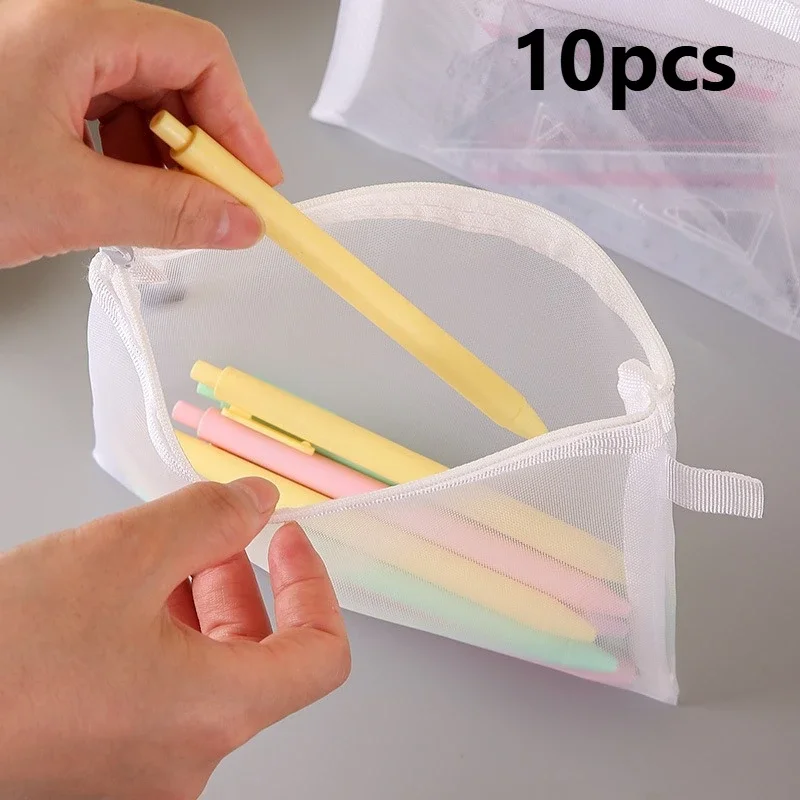 10pcs A4/A5/A6 Mesh Zipper Pouch Document Bag Waterproof Zip File Folders School Office Supplies Pencil Case CosmeticMakeup Bags