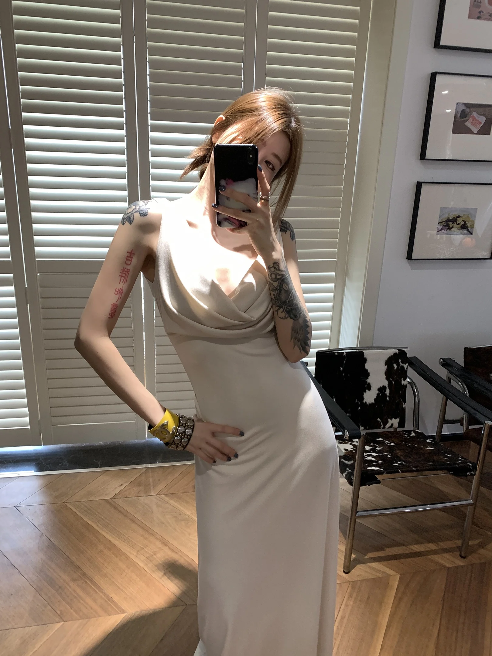 

Tee Goood Bal V-Ne Dr Women's Autumn Winter New Sle Casual High Waist A-Line Skirt Svel Skin-Friendly Bre...