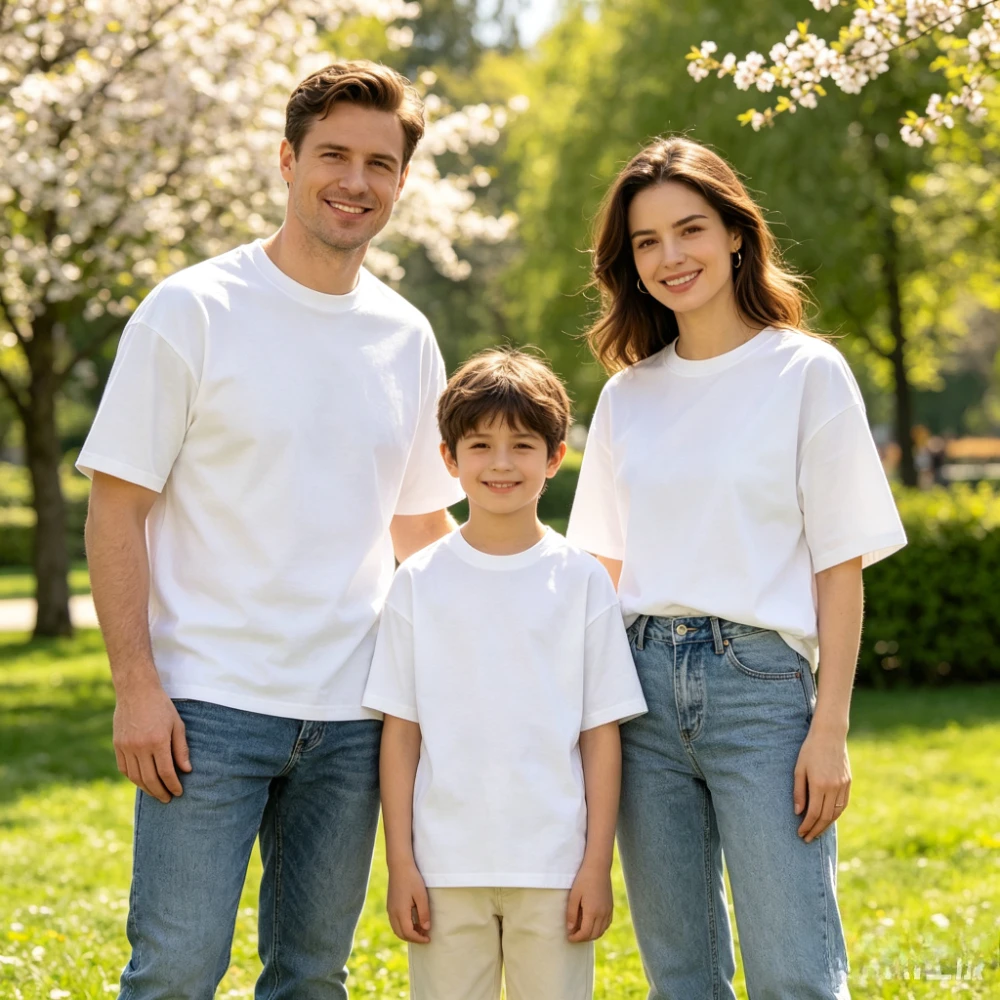 Blank Plain Family Matching Shirts Mommy Daddy and Me T-shirt Unisex Summer Short Sleeve High Quality Tee Hot Sale