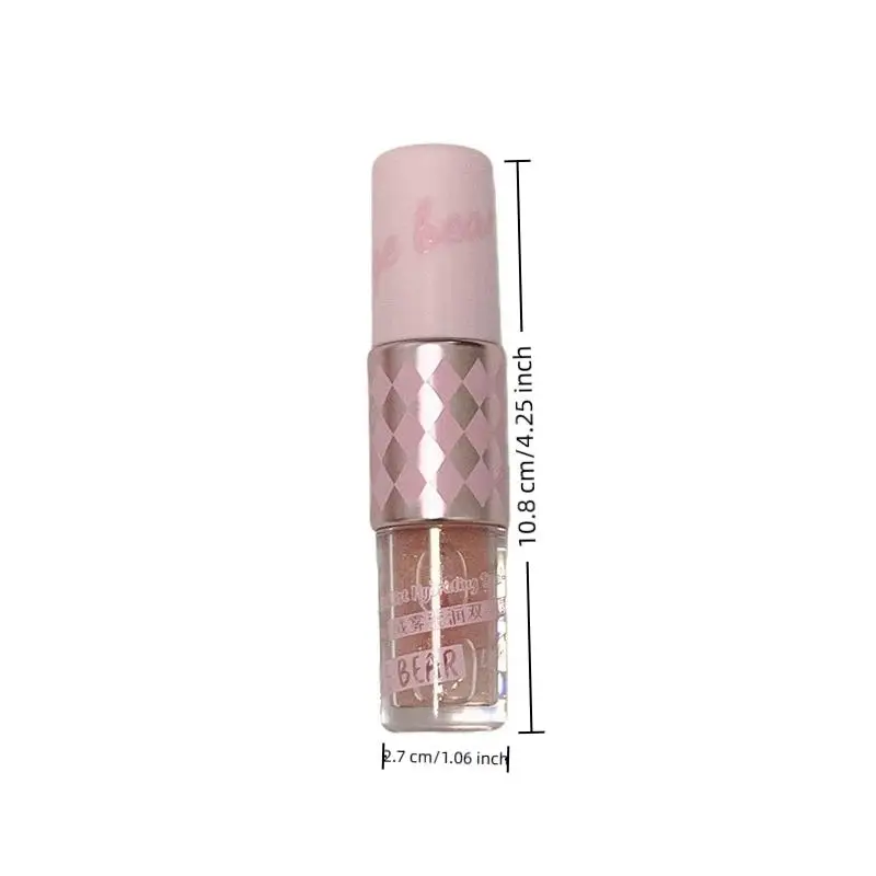 1Pc Gege Bear Double-Head Lip Gloss + Lip Gloss, Shiny And Chubby Lips, Shining Luster, Moisturizing Lips, Essential Lip Gloss