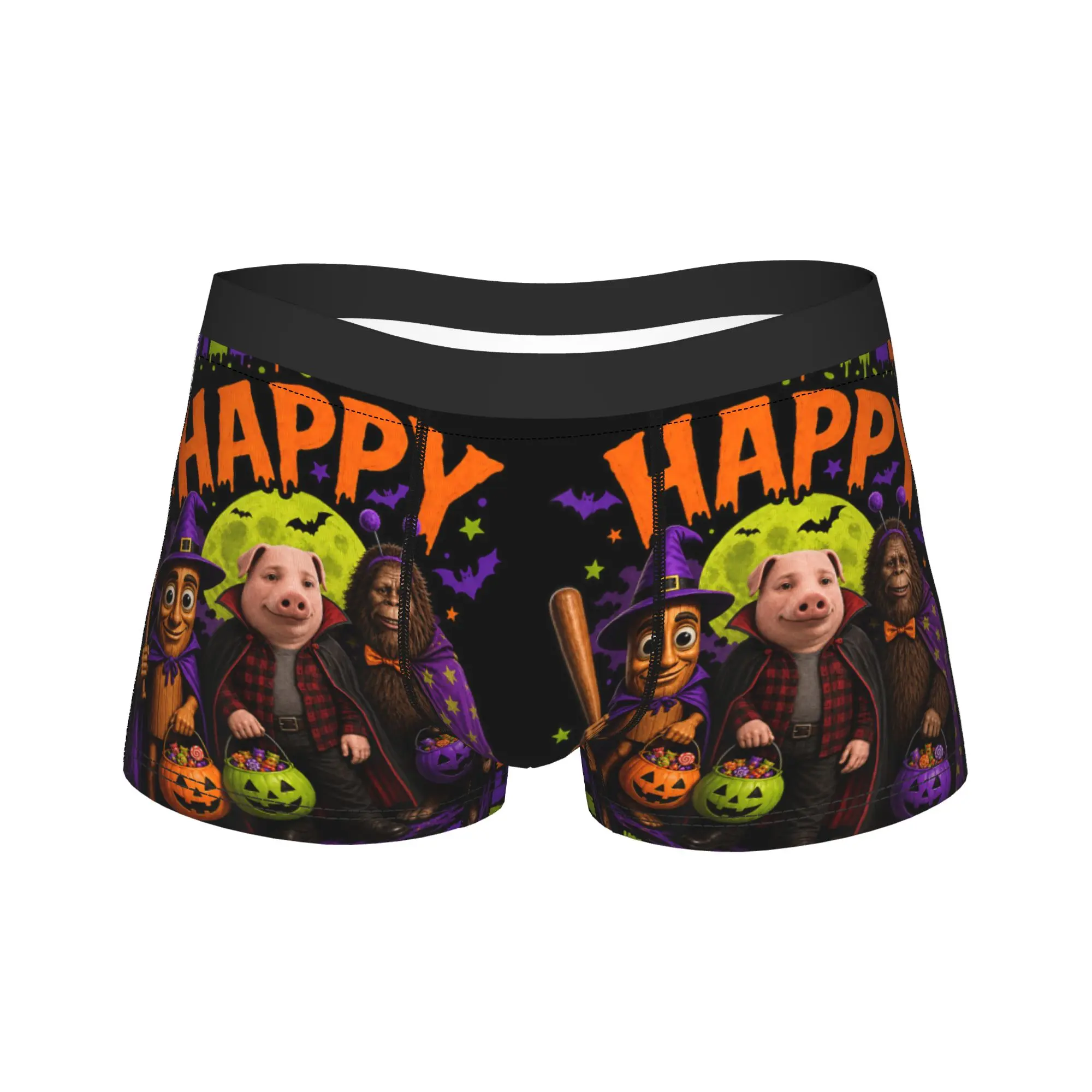 Happy Halloween Tung Tung John Pork Bigfoot Brainrot Meme Underwear Shorts Briefs Soft Boxer Shorts Design Plus Size Underpants
