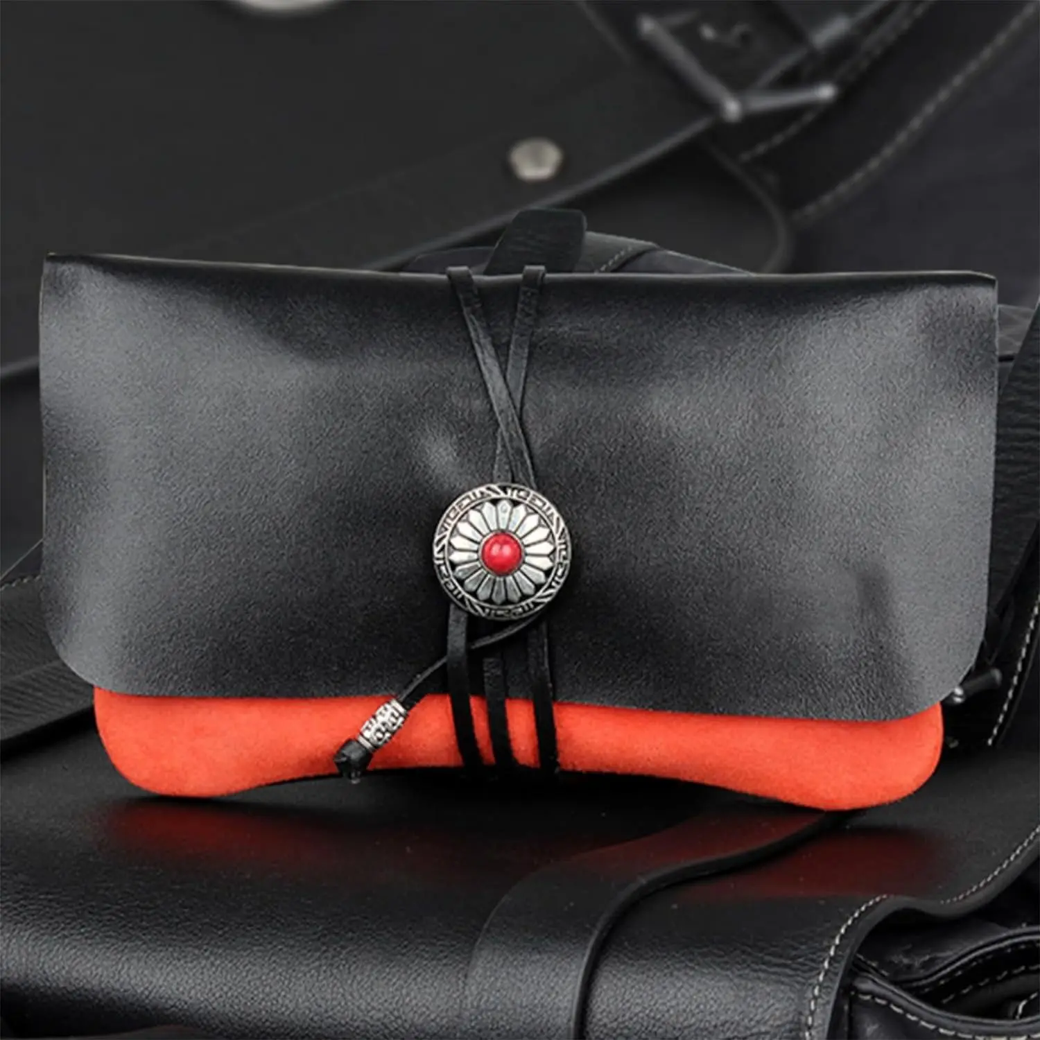 حقيبة أنابيب التبغ من جلد الغنم بطبقة مزدوجة حقيبة تخزين جلدية منظم محمول أدوات تدخين عملية هدية للرجال #2