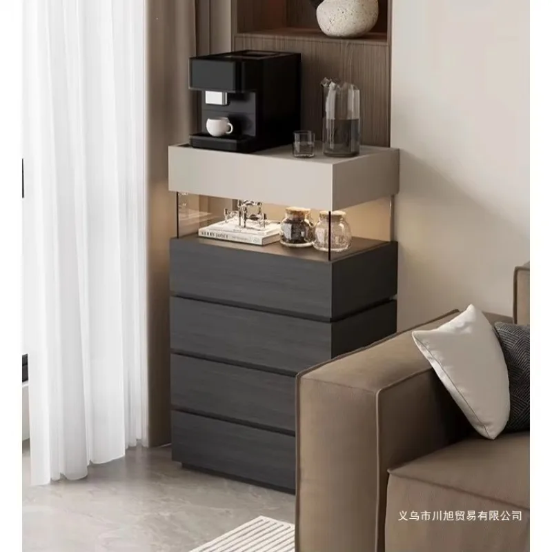 d6-1 pure solid wood minimalist chest cabinet living room sofa side cabinet light luxury small apartment high-end bedside storag