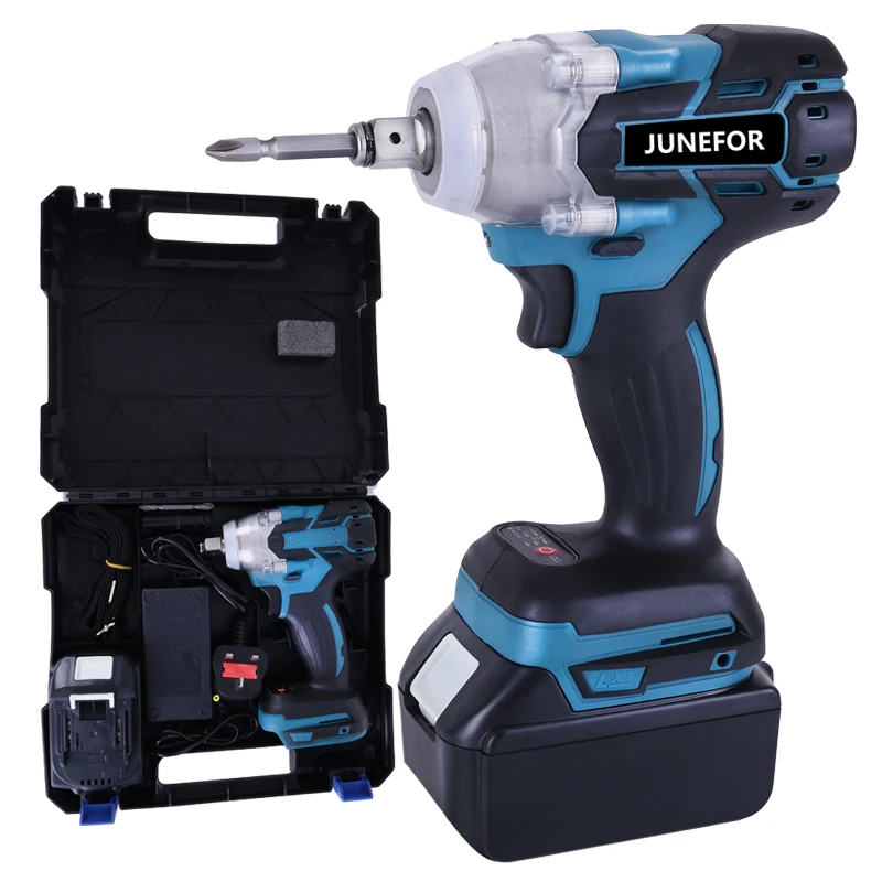 

JUNEFOR Электрический ударный гайковерт для Makita 18 в аккумулятор бесщеточный гайковерт 4000 мАч аккумуляторная дрель перезаряжаемый электроинструмент