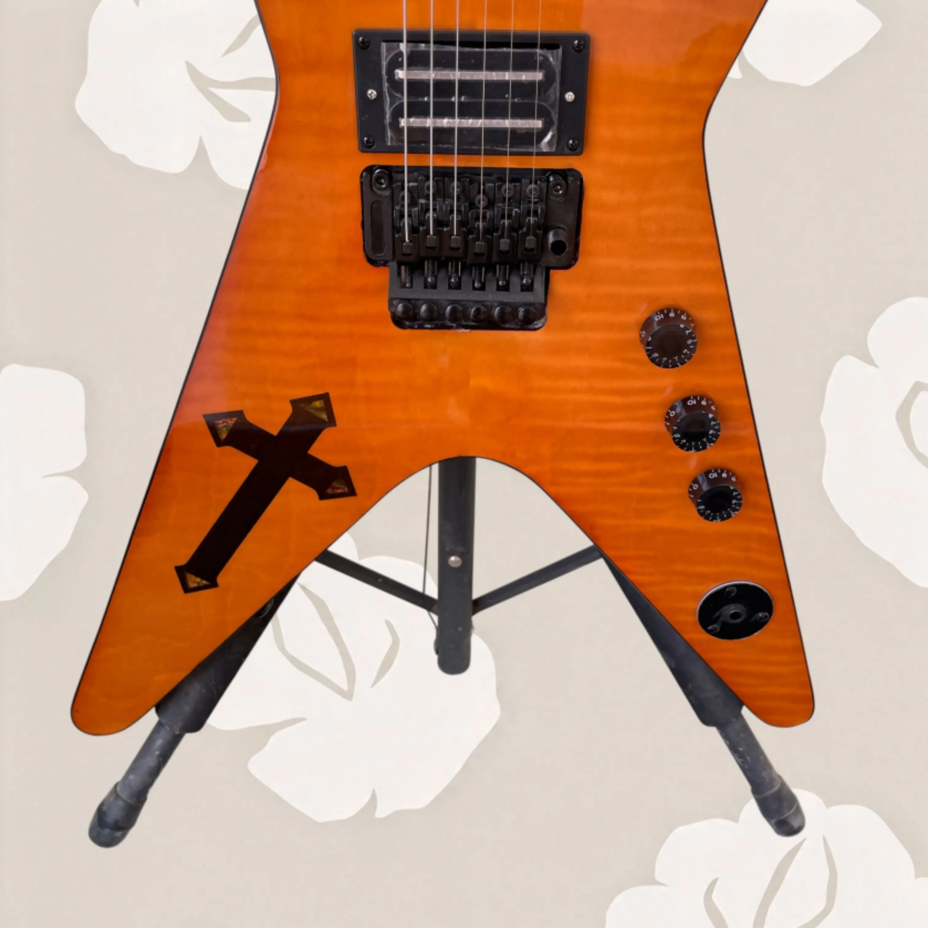 Warm Amber Orange Electric Guitar,Art Abalone Shell Inlay Fretboard,High Stability Guitars,Gift for Guitar Enthusiasts Guitarra