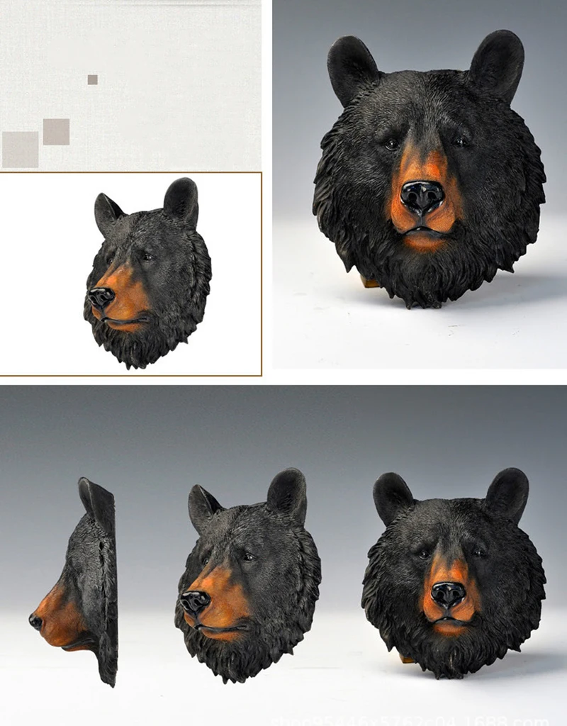 ERMAKOVA Dekorative Harz Tiger Lion Wolf Bär Tier Kopf Halter Wand Aufhänger Statue Tier Shapedat Haken Hängen Rack-Home – Detail 10