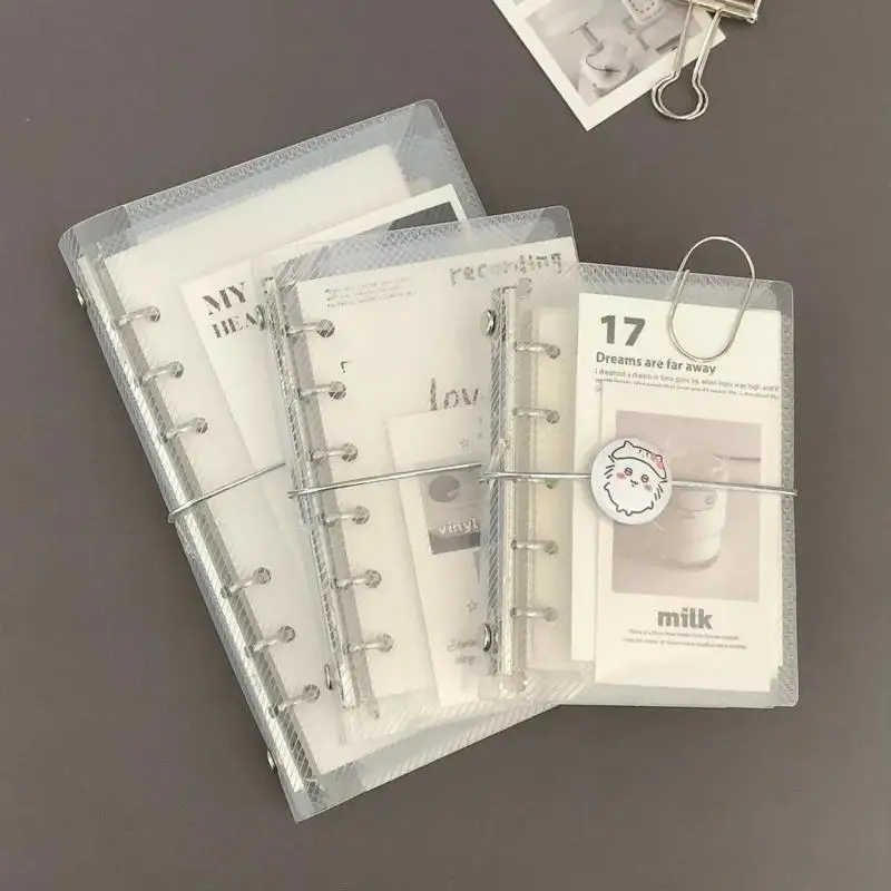 NEW M5 A6 Diagonal PP Three Fold PP Loose Notebook Cover Mini Portable Sticker Small Card Photo Storage Ledger