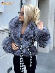 Fur Coat Women's 2023 Winter New Young Style Short Houndstooth Imitation Silver Fox Fur Warm Plush Faux Fur Jacket Female