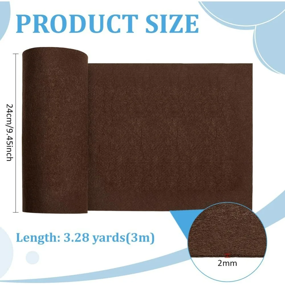118x9.4inch Felt Fabric Roll Coconut Brown Polyester Felt Fabric for Table Mats DIY Craftwork Sewing and Patchwork 2mm Thick
