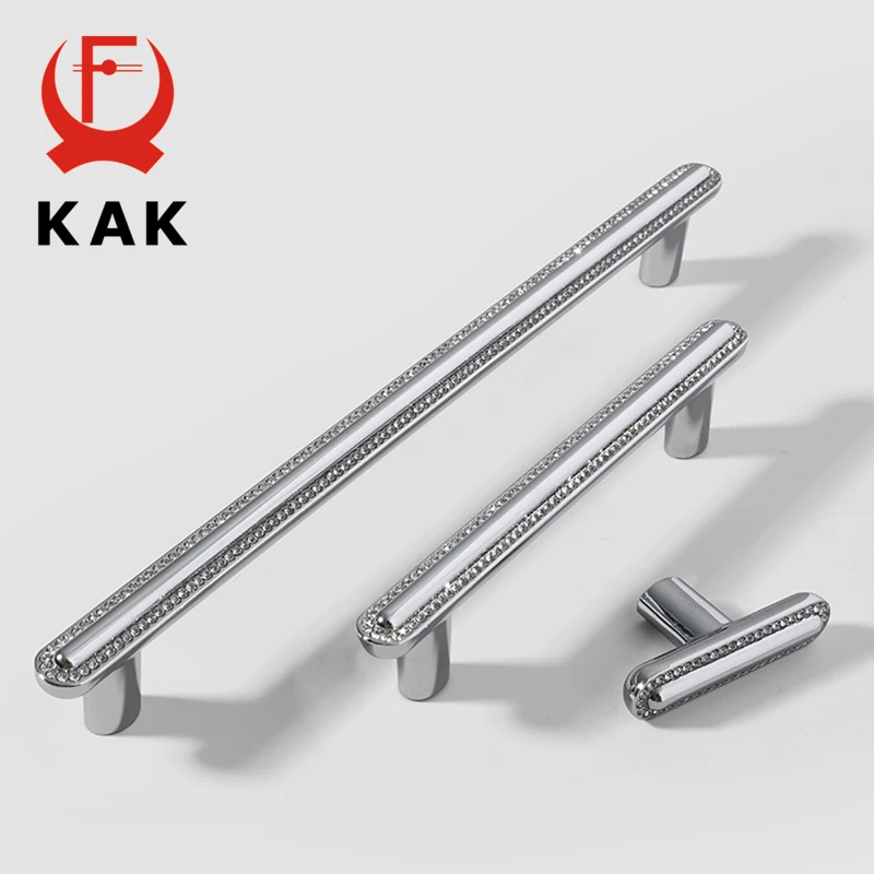 KAK Diamond Crystal Handles for Cabinets and Drawers Modern Black Furniture Handles Wardrobes Door Pulls Dresser Knobs Hardware