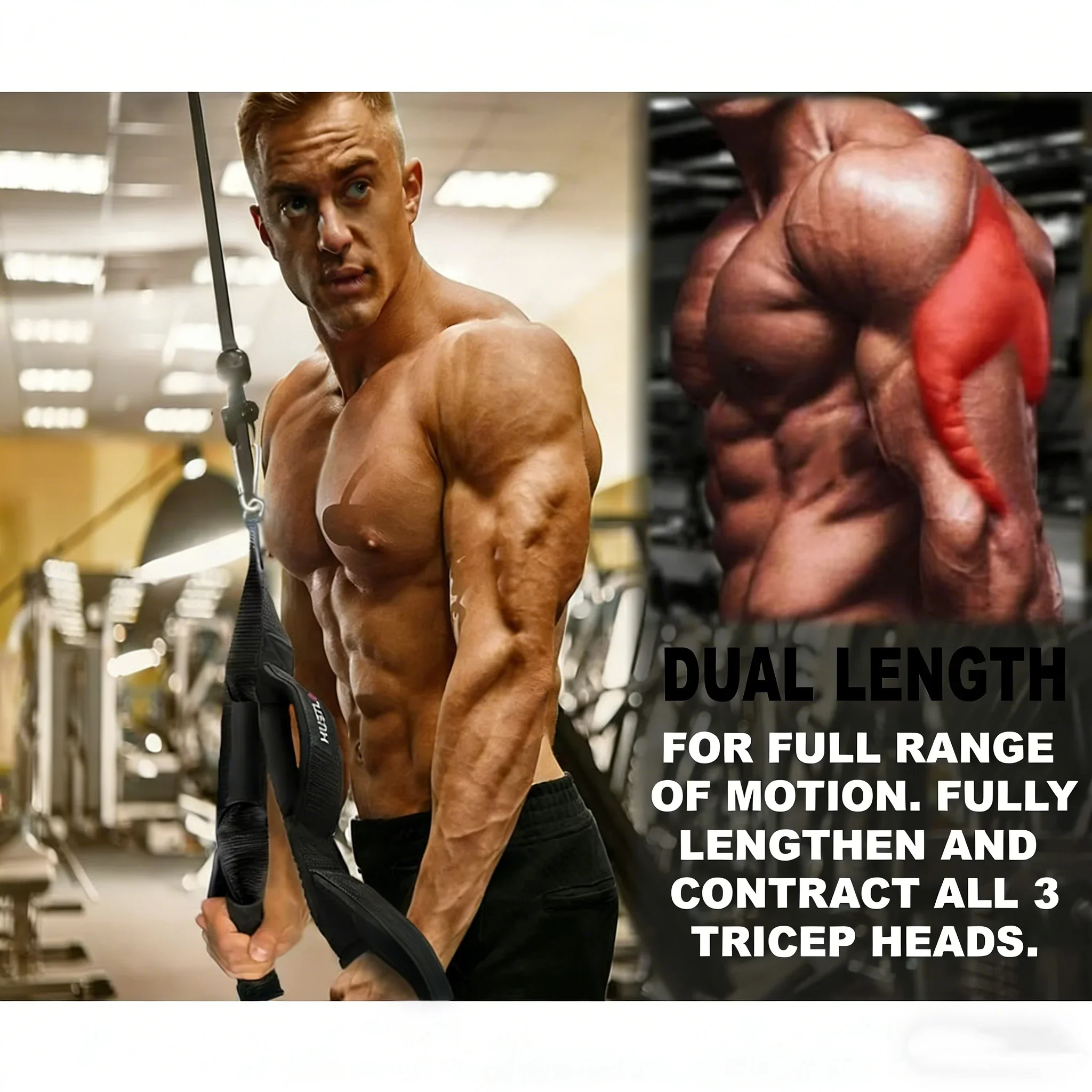 Trizeps-Seilgriffe, Größere Bewegungsbereich, Trizeps-Zugseil für Push Downs, Crunches, Facepulls für Profis – Detail 4