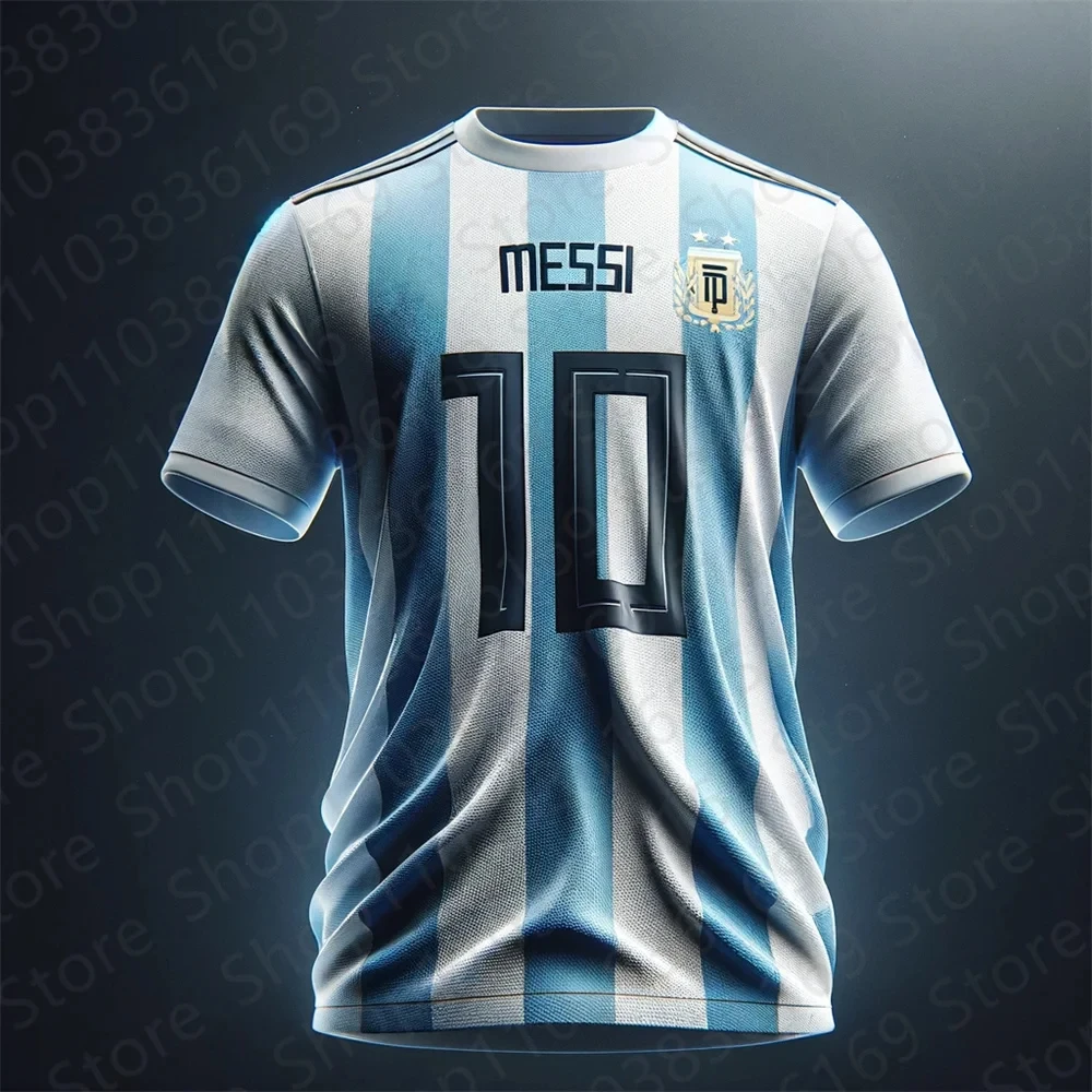 2024 New Ai Messi Football Fan Jersey Kids Adult Summer Sports Soccer Training T-Shirt Childrens Top Round Neck Loose Sweatshirt