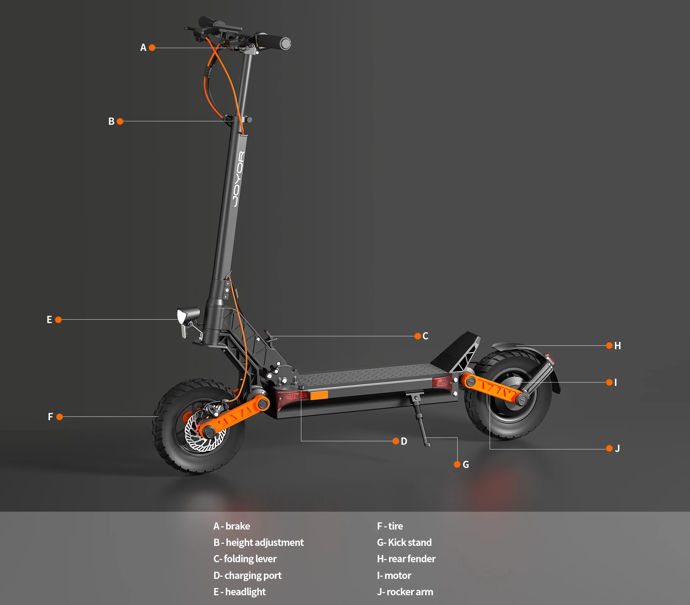 JOYOR S8 Elektroroller 600W Motor 48V26AH Geschwindigkeit 48km/h Maximale Reichweite 75-90km Aluminiumlegierungs-Karosserie 10-Zoll-Reifen Pendler-E-Scooter – Detail 9