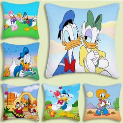 Donald Duck Cartoon Pillow Covers Cartoon Sofa Decorative Home Double-sided Printing Short Plush Cute Cushion Cover