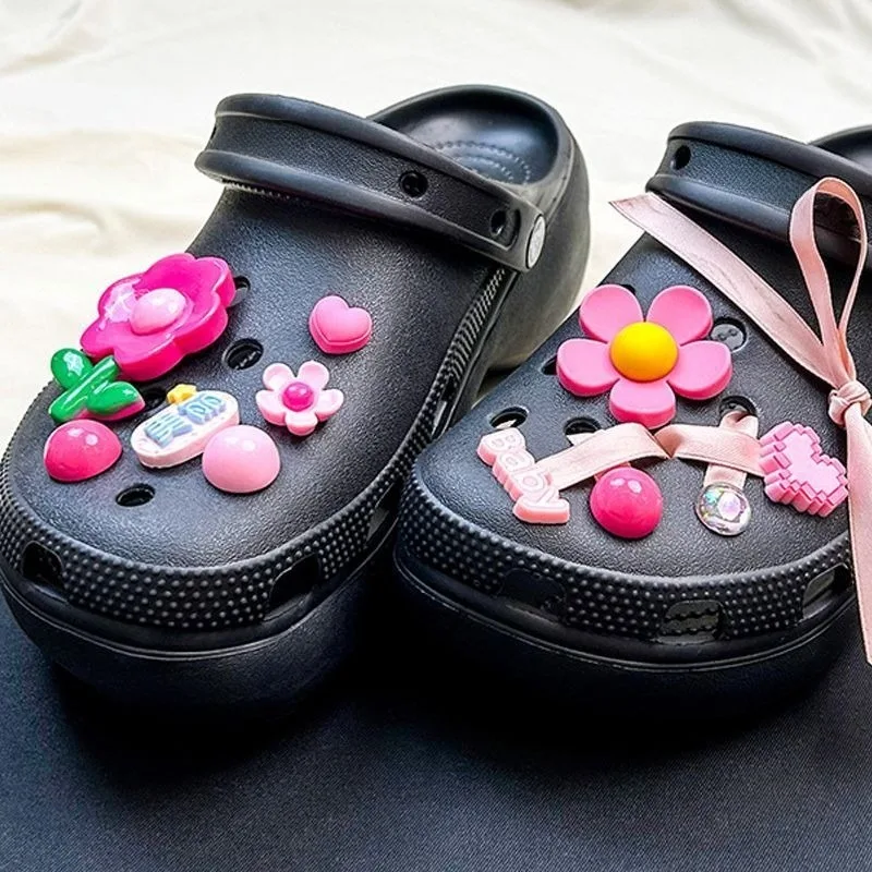 Rose Red Flower Set Beautiful Footwear Decoration DIY Cute Adornment for Clogs Sandals Funny Shoe Accessories Hot Christmas Gift