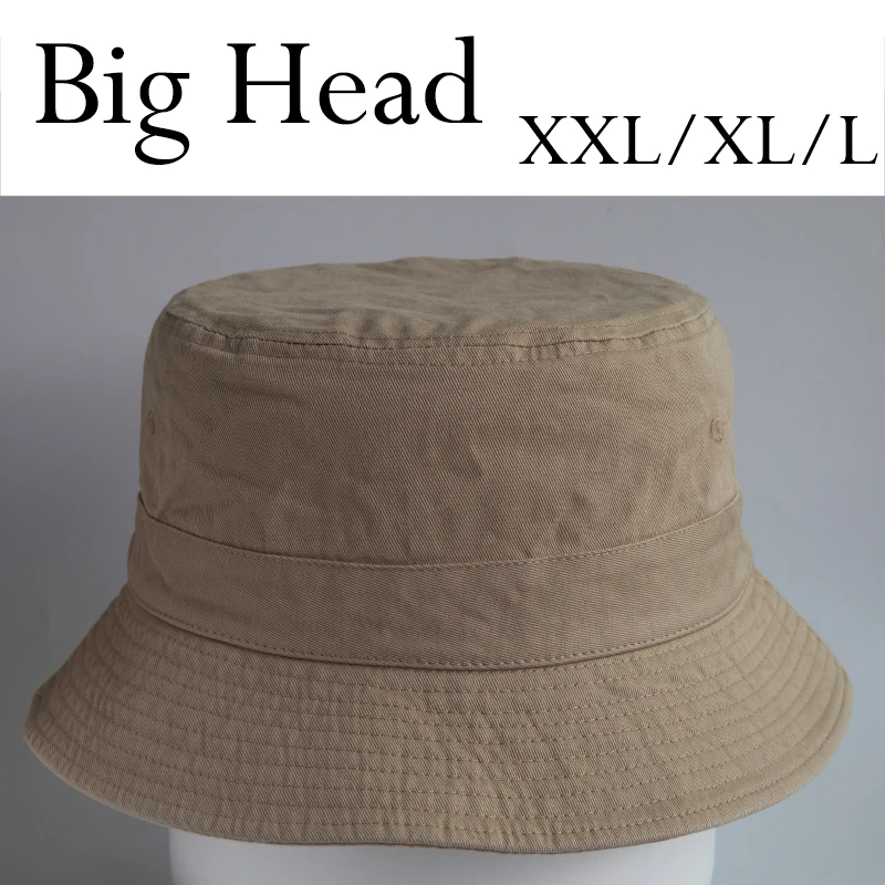 Korean Streetwear Washed Denim Cotton Bucket Hat Men Women Minimalist Casual Big Head Friendly Large Size Fisherman Cap Outdoor