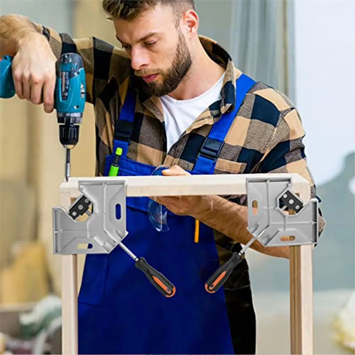 Right Angle Clamp, Single Handle 90° Corner Clamp, Clamps for Adjustable Swing Jaw, Woodworking Tools Vise Holder
