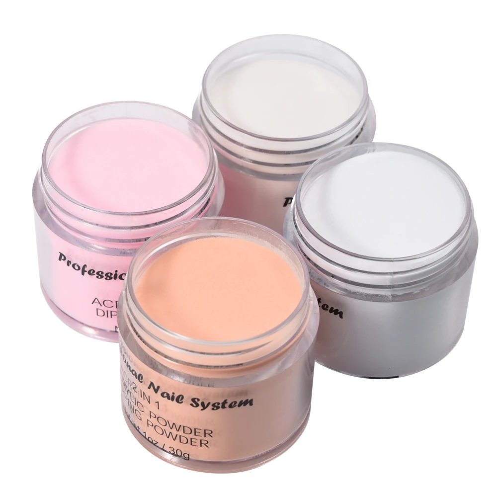 4 ชิ้น/เซ็ต 30g ผงคริสตัลเล็บอุปกรณ์เสริมสีชมพู/สีขาว/Clear/Nude เล็บอะคริลิค/Dipping 3 IN 1 Professional เครื่องมือ * &