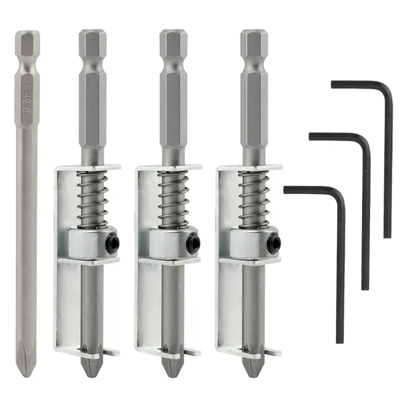A25F-Anti-Drop Screwdriver Bit Holder, Spring Loaded 3 Pcs Single-Hand Operation Bit For Mechanics
