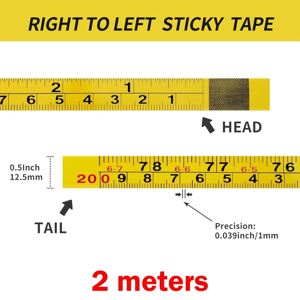 Self-Adhesive Measuring Tape Imperial and Metric Scales Steel Adhesive Backed Tape Ruler Workbench Ruler Saw Drafting Table