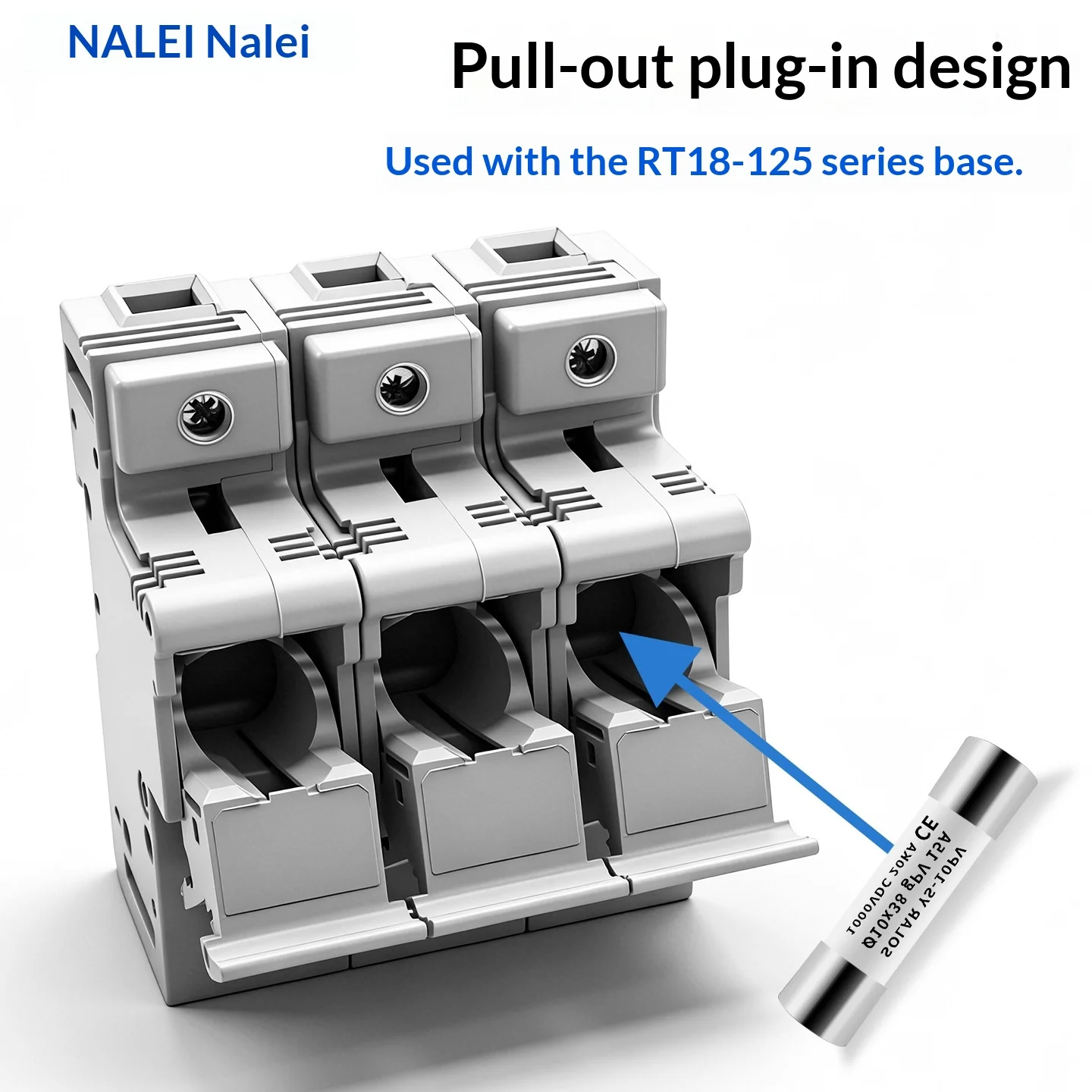 RT18-125AM Rail-mounted Low Voltage Fuse with Base & Fuse Link, 1P/2P/3P/4P, 63A/80A/125A