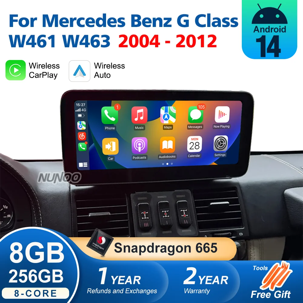 Android 14 Carplay Screen For Mercedes Benz G Class G500 G55 W461 W463 2004-2012 Car Radio Multimedia Video Player GPS Stereo