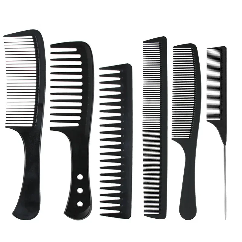 Hot Fashion Comb Black Fine-tooth Metal Pin Anti-static Hair Style Rat Tail Comb Plastic Barber Comb  Hair Styling Beauty Tools