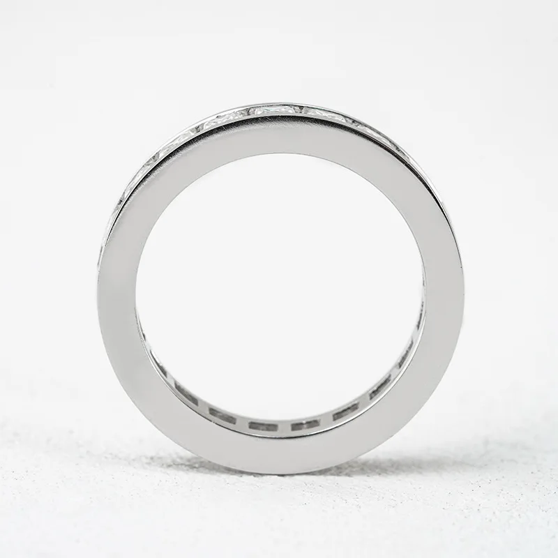 كامل مويسانيتي D اللون VVS الأميرة الماس المرأة خاتم مربع S925 خاتم فضة مطلي الذهب الأبيض خواتم مجوهرات للنساء