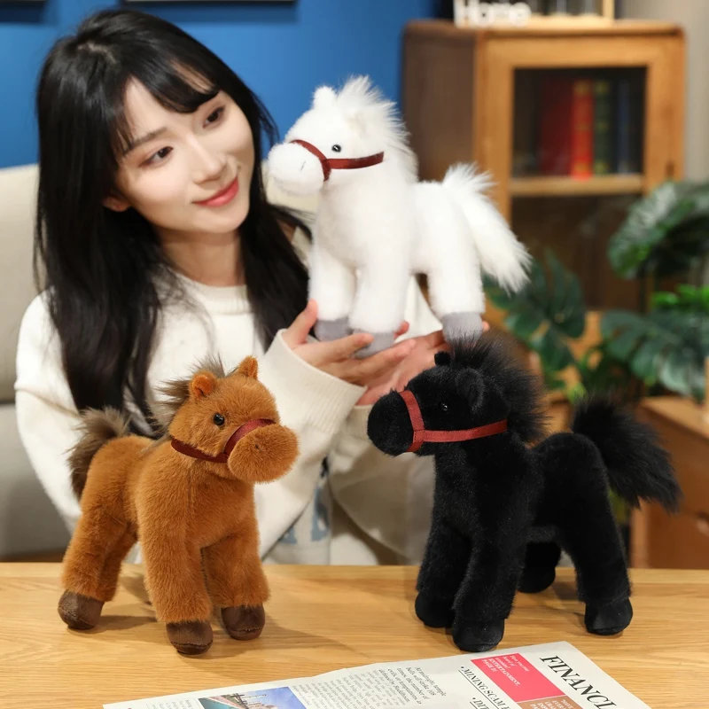 2025 Cuddly Standing Pony Plush Toys Handmade Stuffed Little Horse Doll Kawaii Desktop Decor Pretty Gift To Family Friends