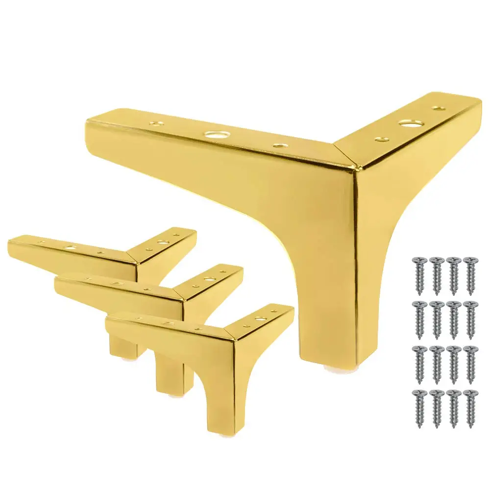 

Gold-Plated Metal Furniture Legs, 4 Inch Heavy Duty Table, Cabinet, Sofa And Chair Feet With Screws (4 Pack)