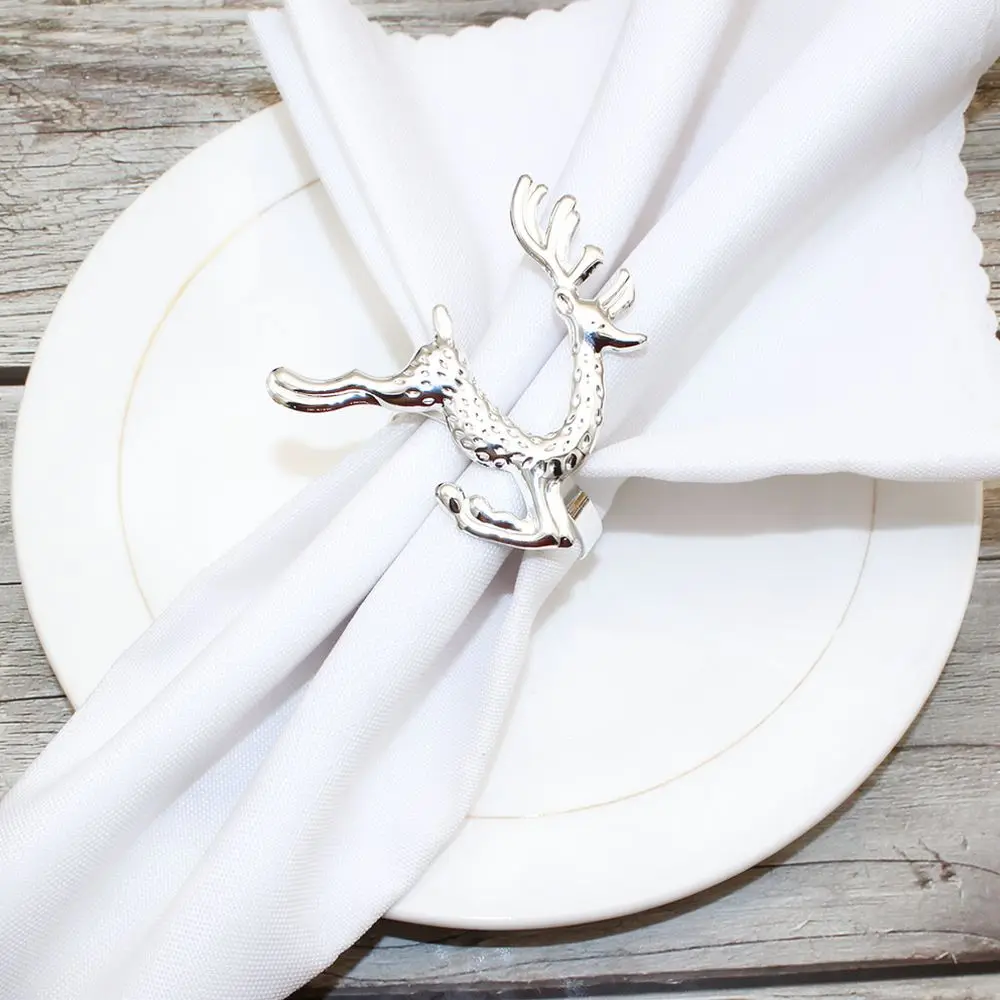 Luxury Gold Christmas Elk Napkin Ring Metal Reindeer Table Decor For Festive Holiday Dinner Party Setting