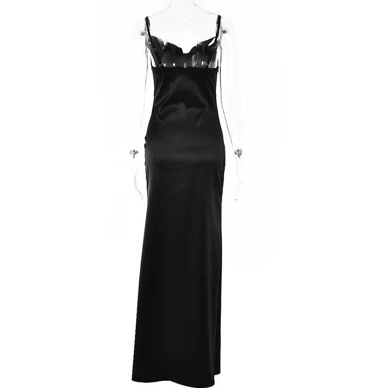 BIG PROMOTION Y2K Retro European and American New Sexy Strap Open Back High Split Long Dress Evening Dress Celebrity Dress