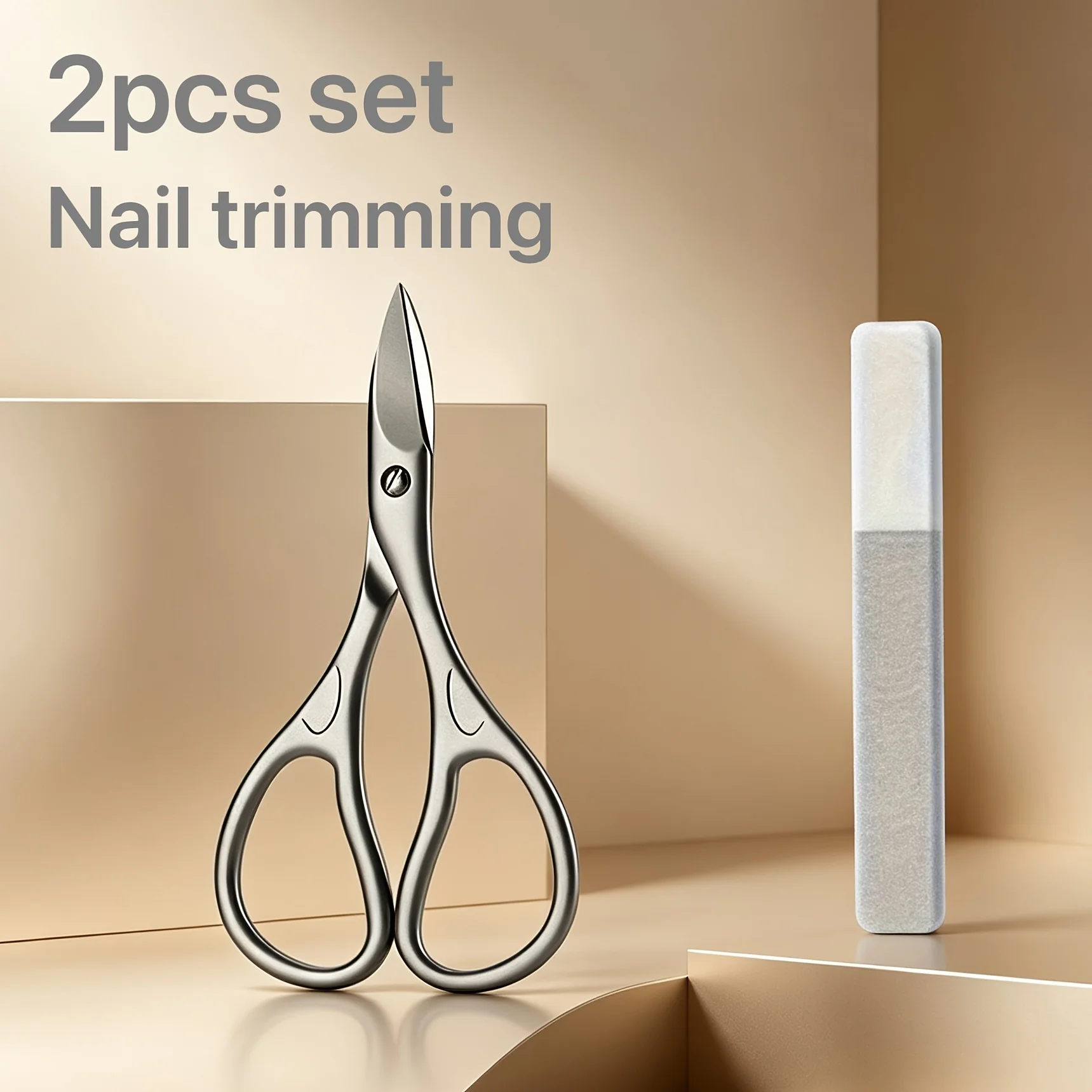 2pcs Set of High-quality Nail Clippers, Nano Glass Nail Files, Polishing Strips, Multifunctional Beauty Kit Tools