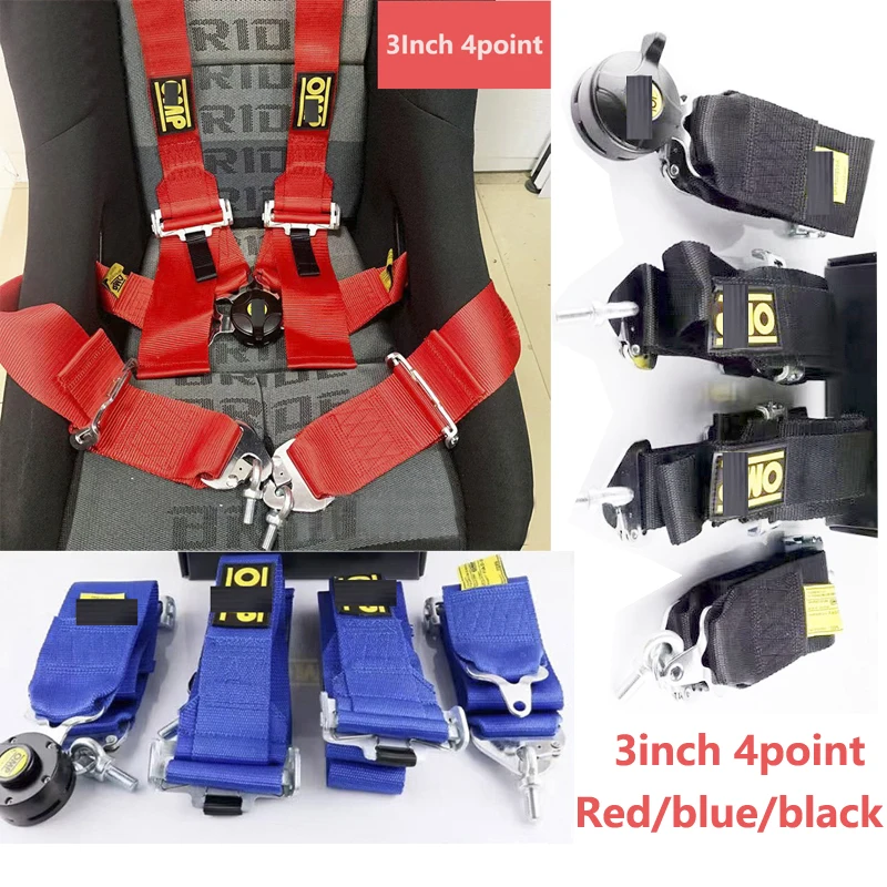 New Jdm car universal 3inch 4point OMP racing seat belt sports car seat belt protector omp racing seat belt harness safety belt