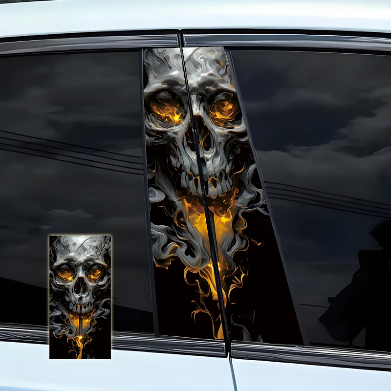 

3D Horror Skull Car Sticker Car B-pillar Waterproof Sticker Car DIY Car Door Post Sticker Covered with Scratch Decals