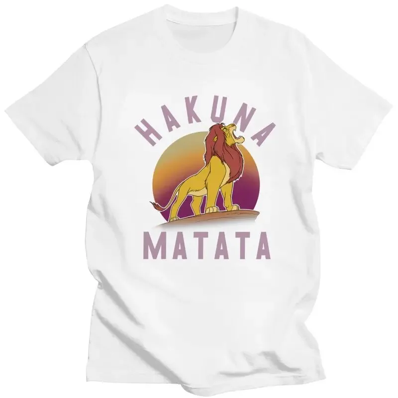 Hakuna Matata Simba Roar T Shirts Casual Men Women Oversized Cotton Streetwear Amusing Short Sleeve Harajuku Vintage Unisex Tops