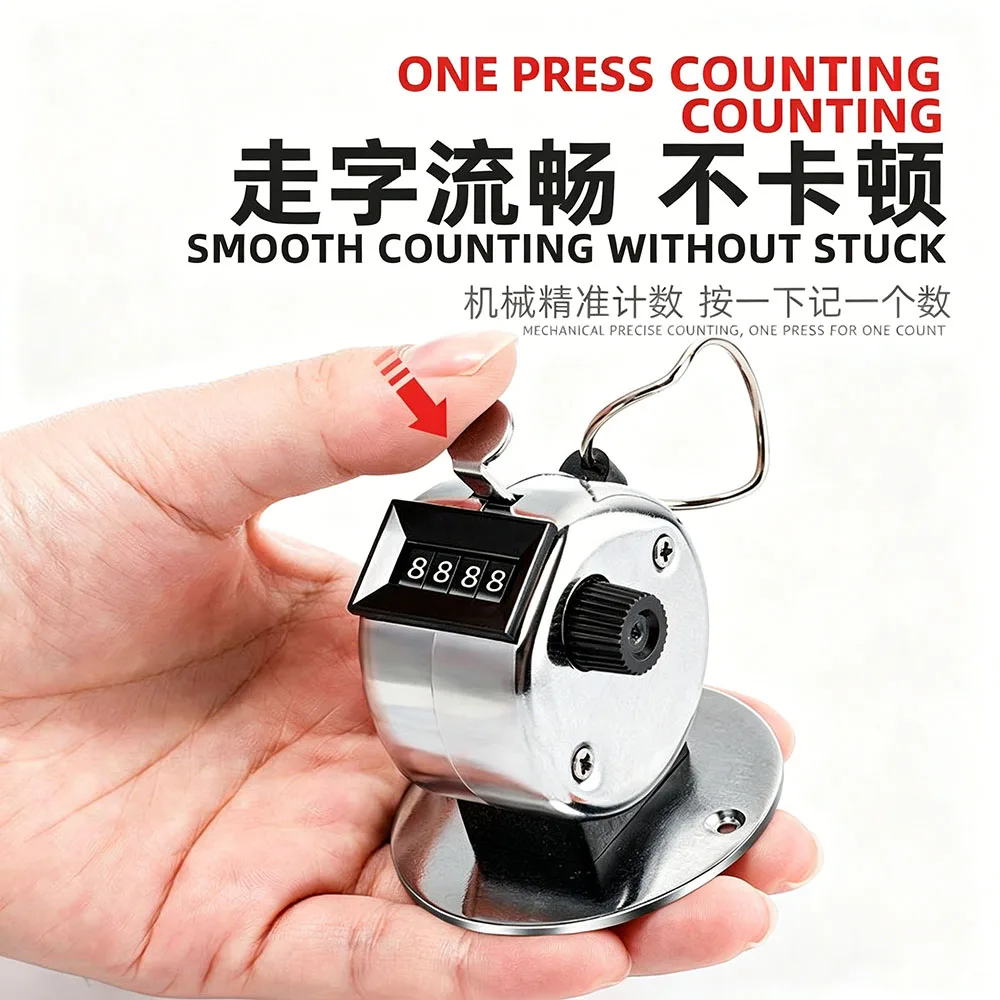 Mechanical Tally Counter with Carabiner, Portable Metal Hand Click Counter for Golf, Warehouse Inventory, People Counting