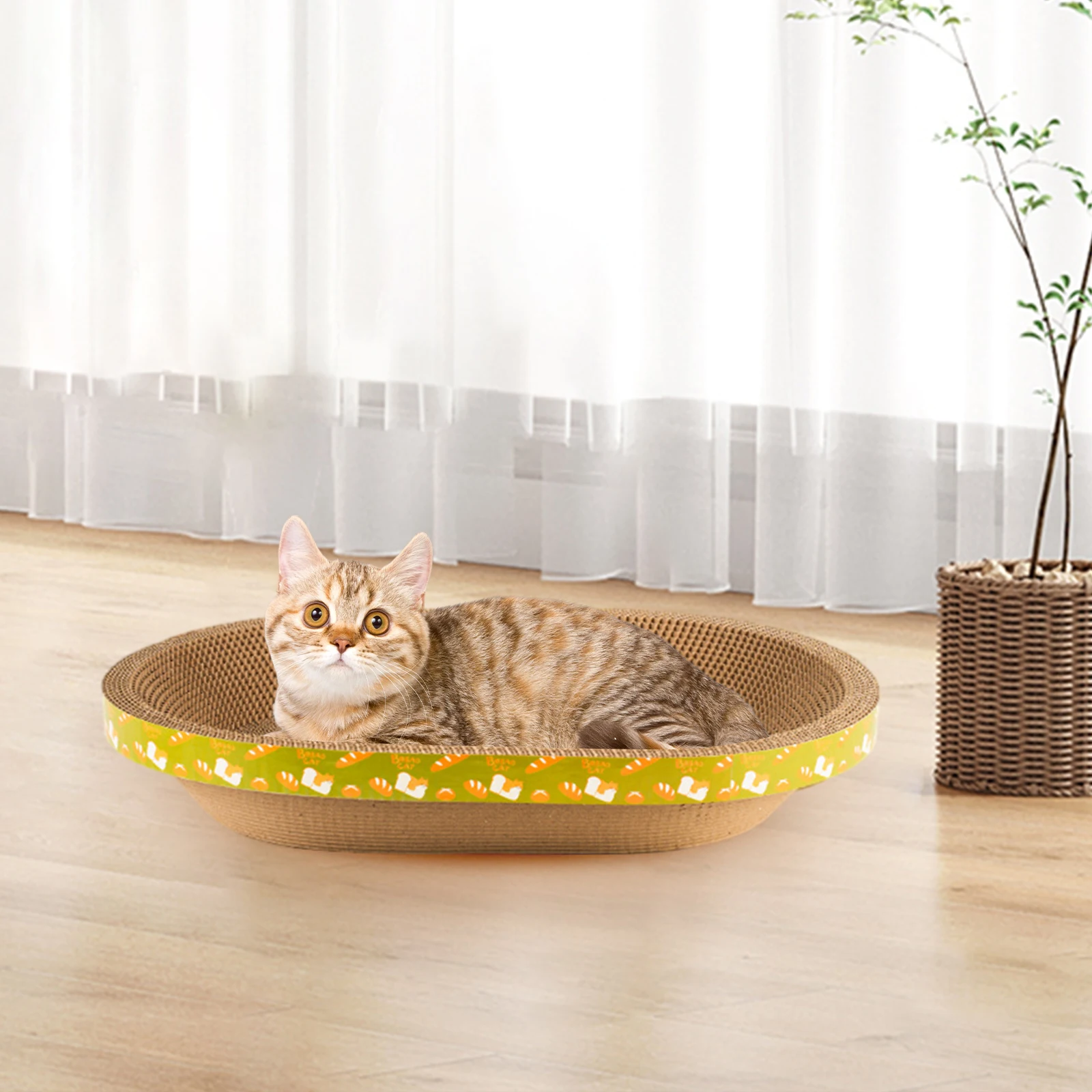 Lounge Bed Oval Cat Scratcher Mat Scratching Board Furniture Protection Cat Scratching Pad Kitten Training Grinding Play Toy