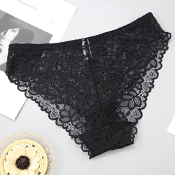 Dainafang  Sexy Women Panties Floral Mid Rise Female Lingerie Acrylic Cotton Lace XL XXL XXXL Briefs Underwear